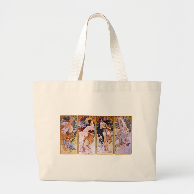 Grand Tote Bag Four Seasons par Alphonse Mucha (Devant)