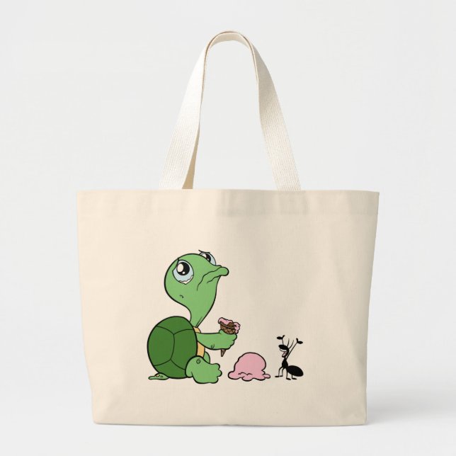 Grand Tote Bag Fourmi heureuse de tortue triste (Devant)