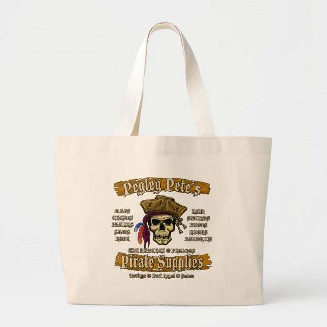 Grand Tote Bag Fournitures de pirates de Pegleg Pete (Devant)