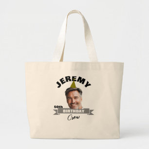 Grand Tote Bag Fourre-tout d'équipage d'anniversaire avec nom, an
