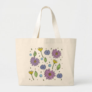 Grand Tote Bag Fourre-tout Jumbo Avec Fleurs Chatoyantes Et Fraîc