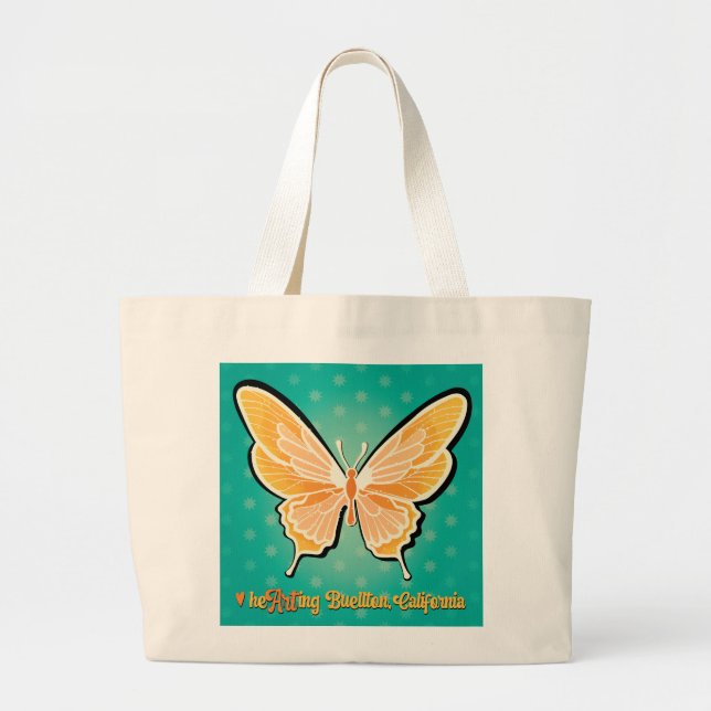 Grand Tote Bag Fourre-tout - Papillons Pop - Buellton.Art (Devant)