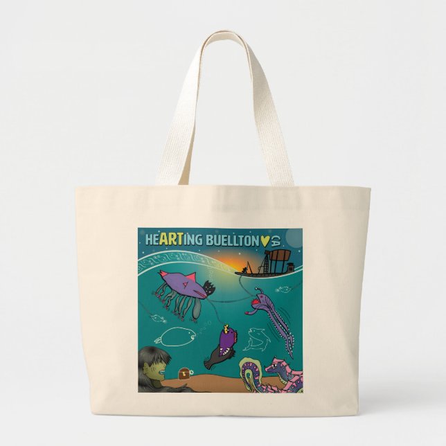 Grand Tote Bag Fourre-tout - Pêche des monstres marins - Buellton (Devant)