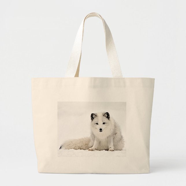 Grand Tote Bag Fox arctique dans la neige (Devant)