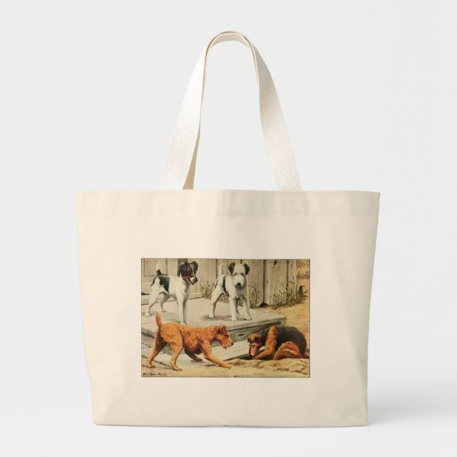 Grand Tote Bag Fox de cru, Fox de fil, Gallois, et terriers (Devant)