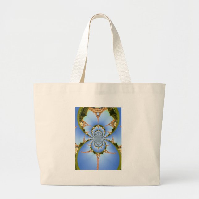 Grand Tote Bag France Paris Tour Eiffel Kaleidoscope Bleu Beau (Devant)