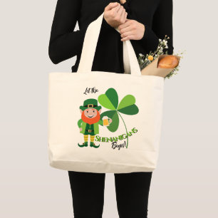 Grand Tote Bag Fredonnements Lutins Trèfle Saint-Patrick