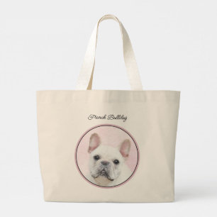Grand Tote Bag French Bulldog Painting White Cream Pet Dog Art