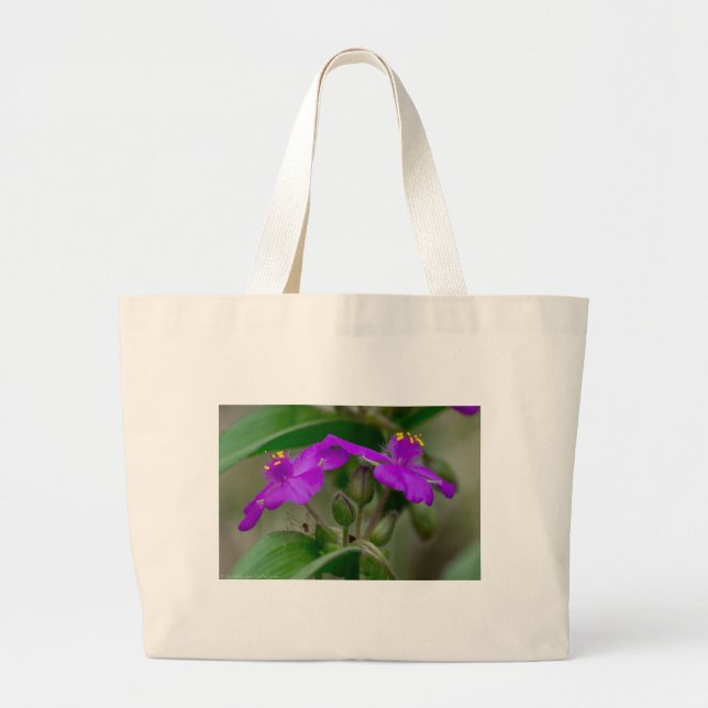 Grand Tote Bag Fuchsia Spiderwort Twins Fleur sauvage Cadeaux Vêt (Devant)