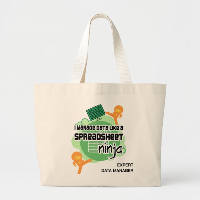 Grand Tote Bag Fun Personalized Data Manager SPREADSHEET NINJA (Devant)