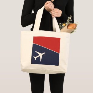 Grand Tote Bag Funky White Plane Avion Pilote
