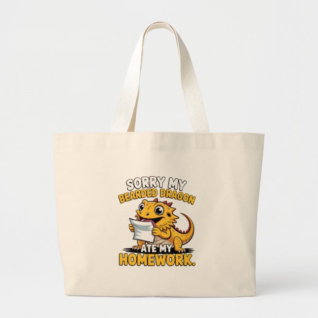 Grand Tote Bag Funny Bearded Dragon Cute Reptile Lover Gift (Devant)