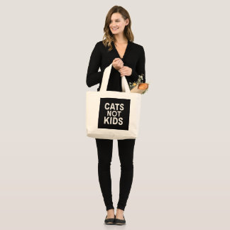 Grand Tote Bag Funny Cat Lover Shirt - Cats Not Kids Design