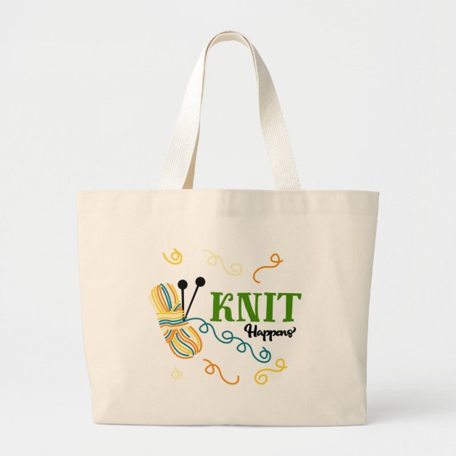 Grand Tote Bag Funny Knit Happens Tricot Project (Devant)