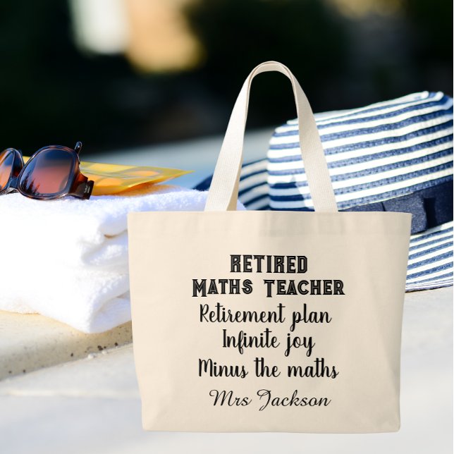 Grand Tote Bag Funny maths teacher retirement  (Créateur téléchargé)