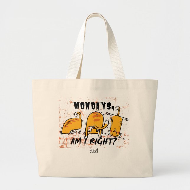 Grand Tote Bag Funny Yoga Orange Cats (Devant)