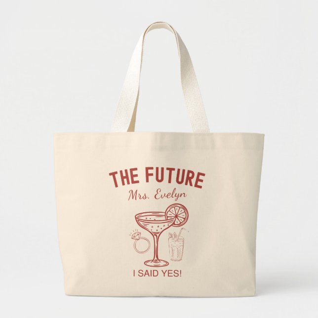 Grand Tote Bag Future Mme Engagement Nom Personnalisé Future Mari (Devant)