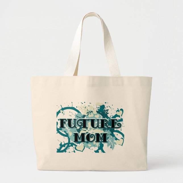Grand Tote Bag Future Mom - Coeurs et fleurs (Devant)
