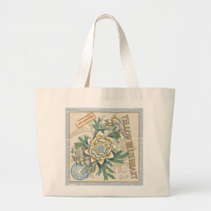 Grand Tote Bag G création Office Fleur jaune