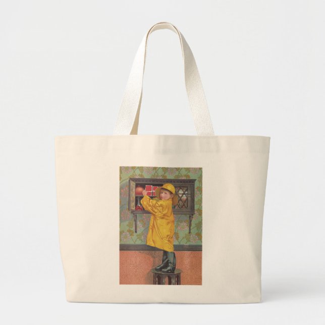 Grand Tote Bag Garçon en Raincoat (Devant)