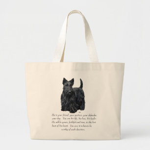 Grand Tote Bag Garde de Terrier Écossais - Chien MÂLE