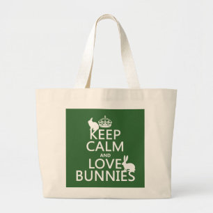 Grand Tote Bag Gardez le calme et aimez les lapins - toutes les