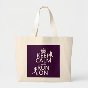 Grand Tote Bag Gardez le calme et courez sur (les couleurs