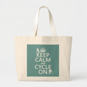 Grand Tote Bag Gardez le calme et le cycle sur (dans toute