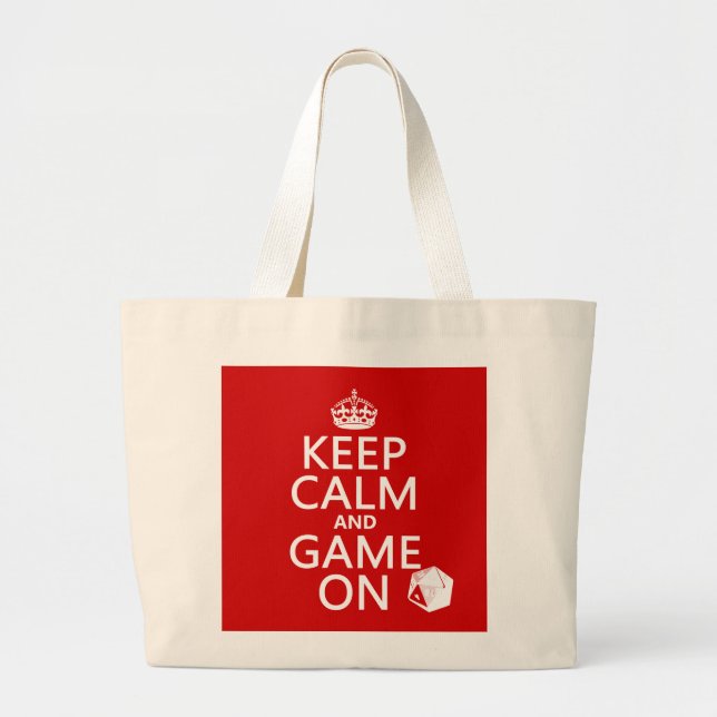 Grand Tote Bag Gardez le calme et le jeu dessus - des matrices - (Devant)