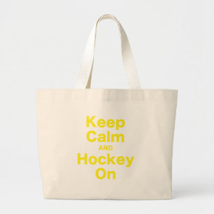 Grand Tote Bag Gardez le calme et l'hockey dessus