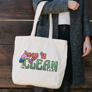 Grand Tote Bag Gardez-le Propre Réutilisable Minimaliste