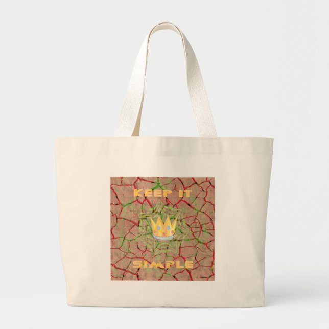 Grand Tote Bag Gardez-le simple : Cracked Earth Royal Clarity Art (Devant)