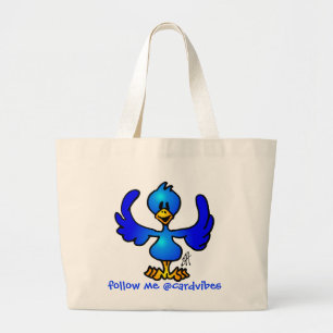 Grand Tote Bag Gazouiller l'oiseau bleu