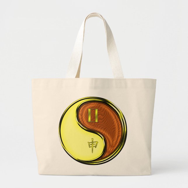 Grand Tote Bag Gémeaux & Singe de Bois (Devant)