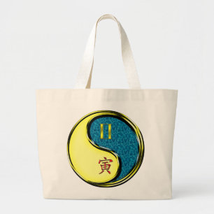 Grand Tote Bag Gemini et tigre d'eau
