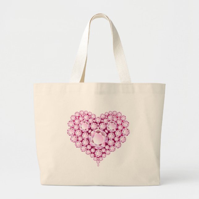 Grand Tote Bag Gemmes cardiaques à quartz rose (Devant)