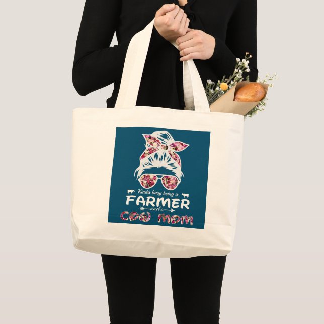 Grand Tote Bag genre occupé à être un fermier et une mère de vach (Devant (produit))