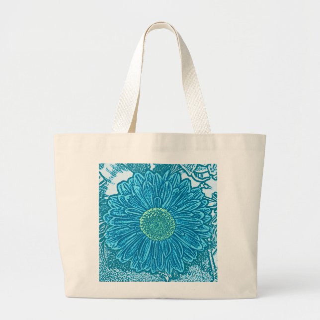 Grand Tote Bag Gerbera Daisy Block Imprimer - bleu marine (Devant)