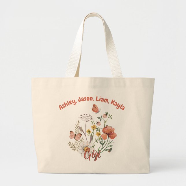 Grand Tote Bag Gigi Fleur sauvage Floral Personnalisé Personnalis (Devant)