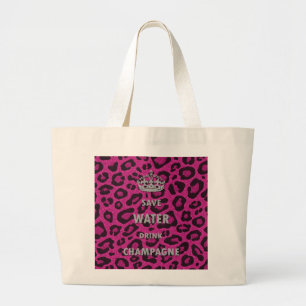 Grand Tote Bag Gilry chic Sauvez de l'eau boisson champagne blanc