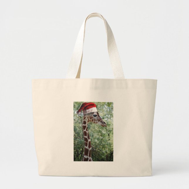 Grand Tote Bag Giraffe de Noël (Devant)