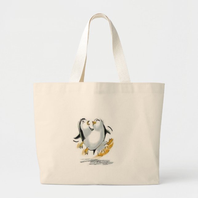Grand Tote Bag glissement de pingouins (Devant)