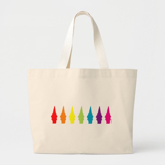 Grand Tote Bag Gnomes d'arc-en-ciel (Devant)