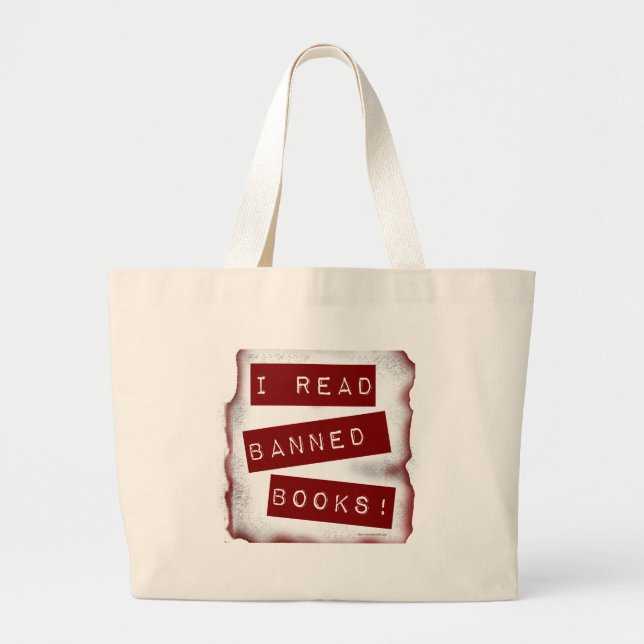 Grand Tote Bag Go Read Banned Books Bookworm Motto (Devant)