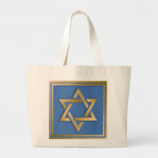 Grand Tote Bag Gold Blue Star de David Art Panel