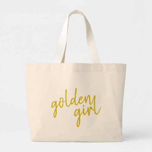 Grand Tote Bag Golden Girl | Script Gold moderne (Devant)