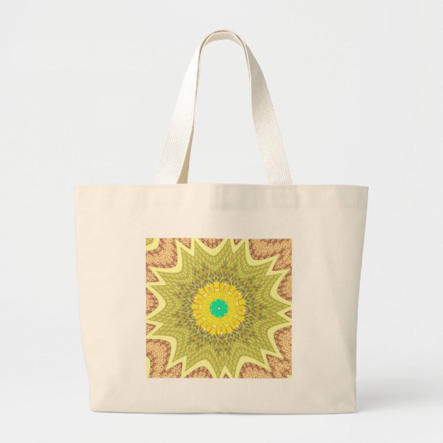 Grand Tote Bag gOLDEN JAUNE motif tribal d'origine africaine (Devant)