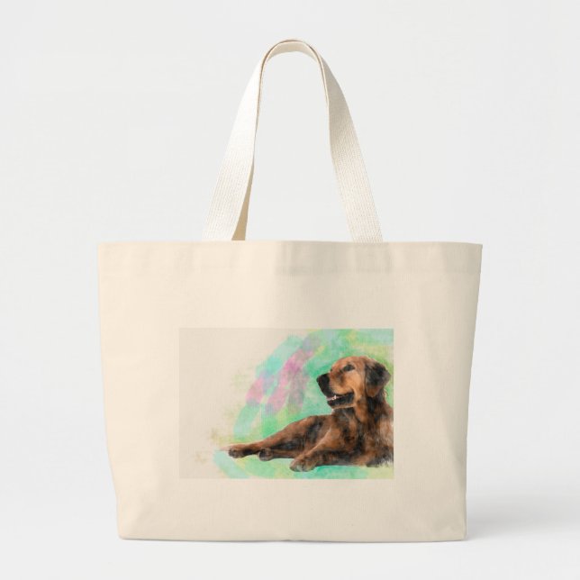 Grand Tote Bag Golden Retriever Dog Water peinture couleur (Devant)