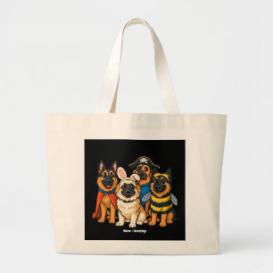 Grand Tote Bag Golden Shepherd Ghost Dog Halloween drôle Éffrayan