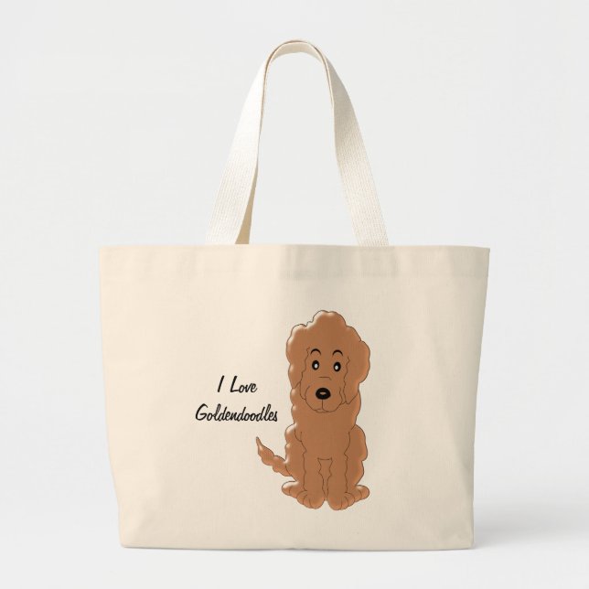 Grand Tote Bag Goldendoodle Chien Design (Devant)